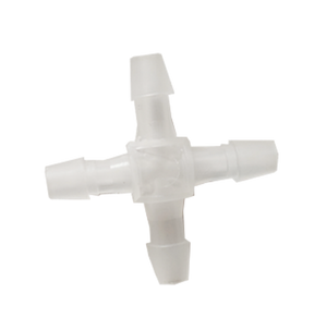 4-Way PP Barbed Connector – 4.0mm OD Ports, Multi-Line Distributor Fitting