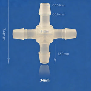4-Way PP Barbed Connector – 4.0mm OD Ports, Multi-Line Distributor Fitting