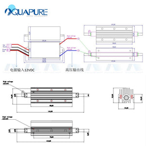 AQUAPURE 2000mg Ozone Cell 12V DC High Efficiency Quartz Tube Ozone Generator Part