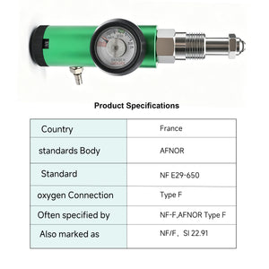 France AFNOR( F)  SI 22.91 *1.814 INT Low Flow Oxygen Regulator 0-4LPM