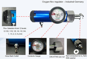 Régulateur de débit d'oxygène CGA540 conforme à la norme allemande DIN 477-6 avec manomètre pour bouteille d'oxygène