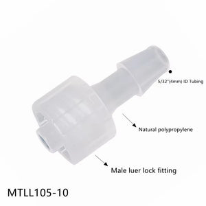 Leak-Resistant PC Luer Lock Male Fitting - Compatible with 4-5mm Inner Diameter Hose